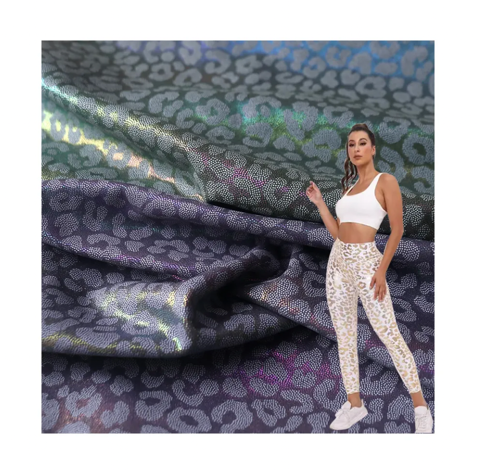 Colorful chameleon hot stamping printed fabric polyester ammonia sports fitness yoga suit colorful sports leggings fabric