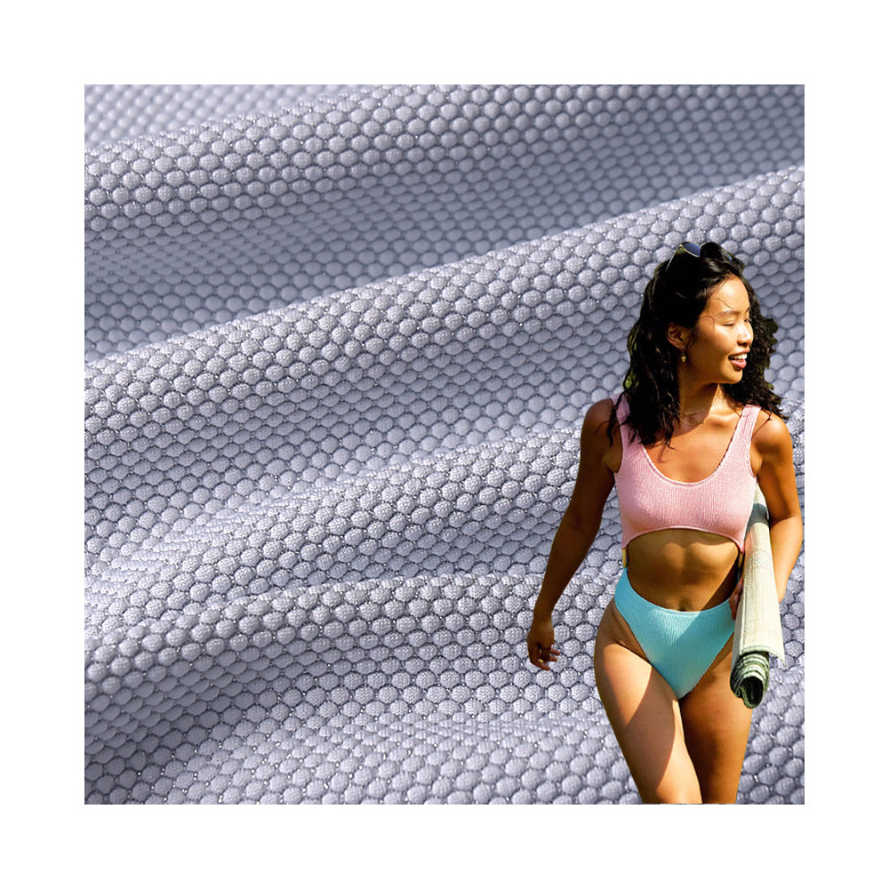 Gold and silver single sided bubble cloth with high elasticity and quick drying for casual swimwear bikini jacquard fabric