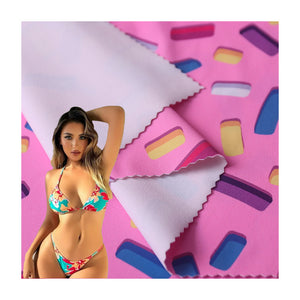 Pink candy pattern knitted nylon ammonia swimsuit yoga suit cycling suit nylon digital spray printed fabric