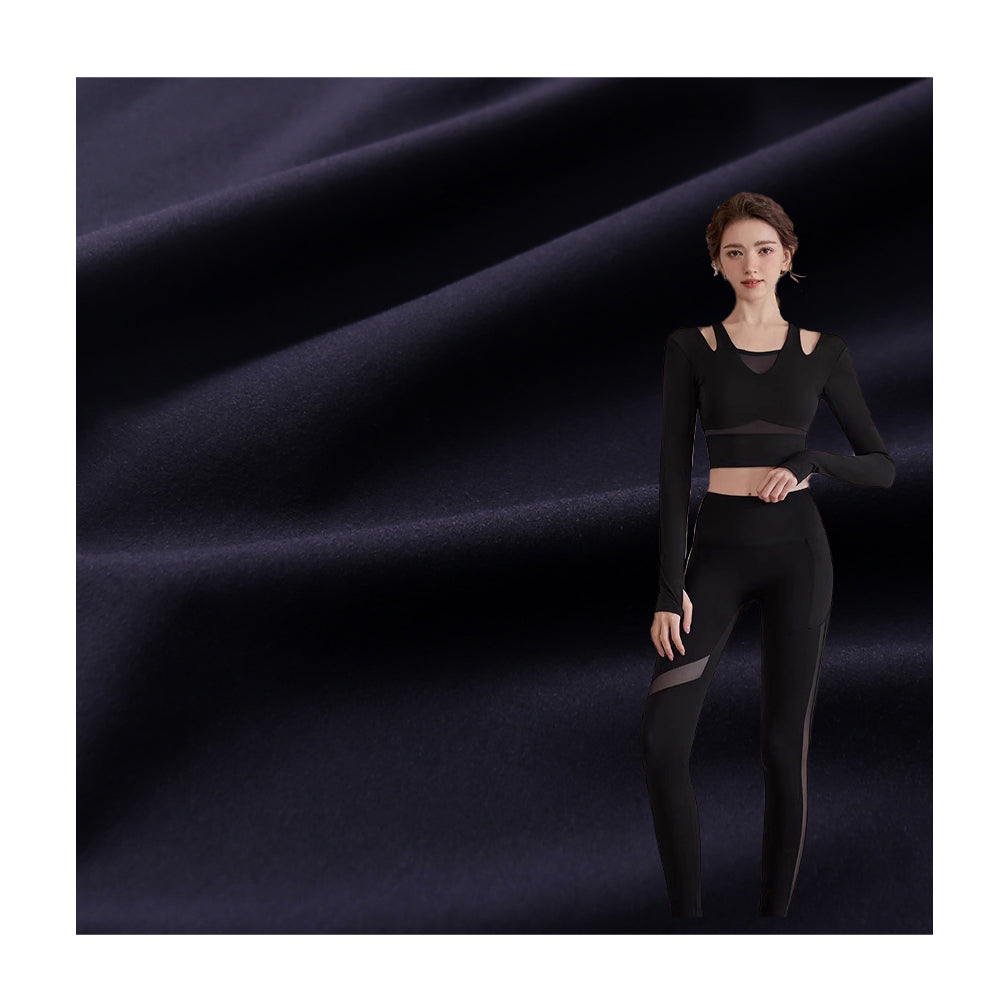 Polyester ammonia double-sided knitted fabric 150g high elasticity single side brushed sports quick drying yoga suit fabric