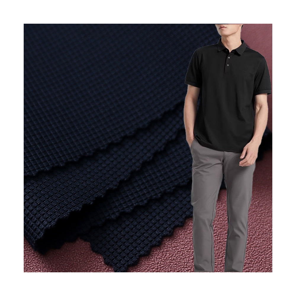 Quick-drying and cool-feeling waffle casual polo shirt T-shirt men's high-elastic knitted fabric