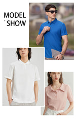 Quick-drying and cool-feeling waffle casual polo shirt T-shirt men's high-elastic knitted fabric