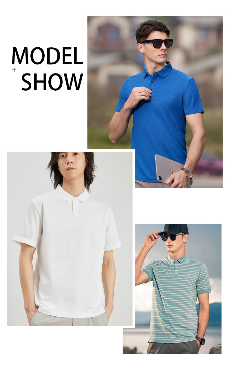 Nylon stretch striped moisture-absorbing quick-drying and sweat-wicking 175g men's business golf polo shirt jacquard fabric